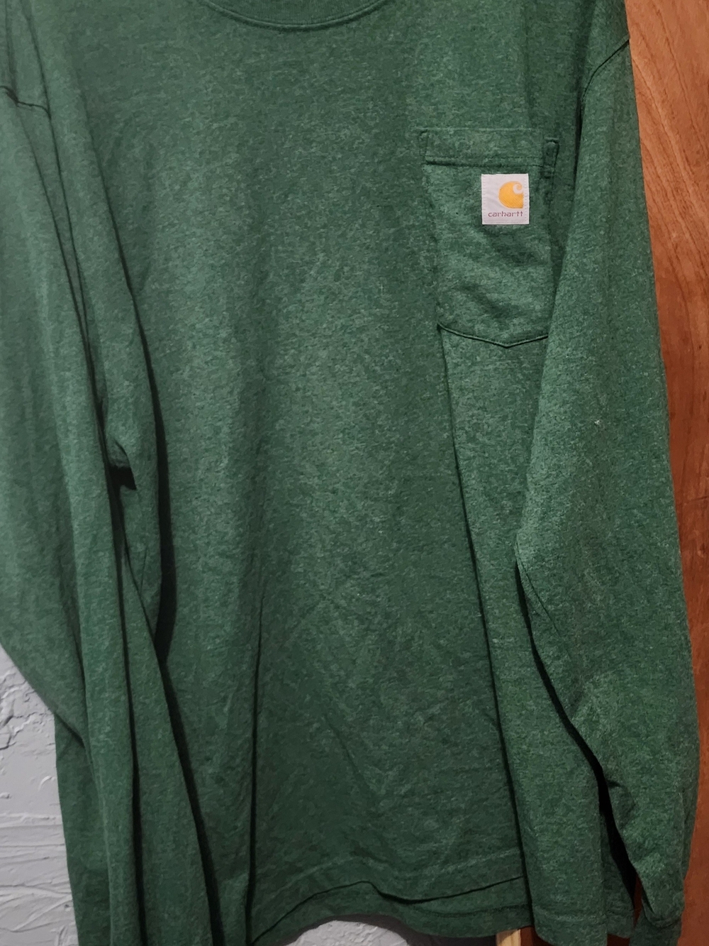 Carhartt Forest Green Long Sleeve Pocket Tee with Logo Patch